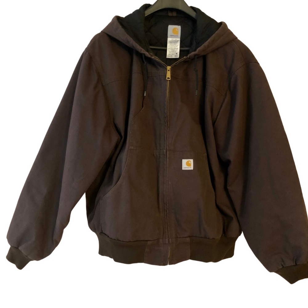 Carhartt Mens 2XL Brown Hooded Rugged Active Work Jacket